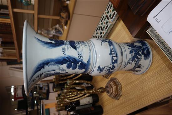 A large Chinese blue and white beaker vase height 49cm